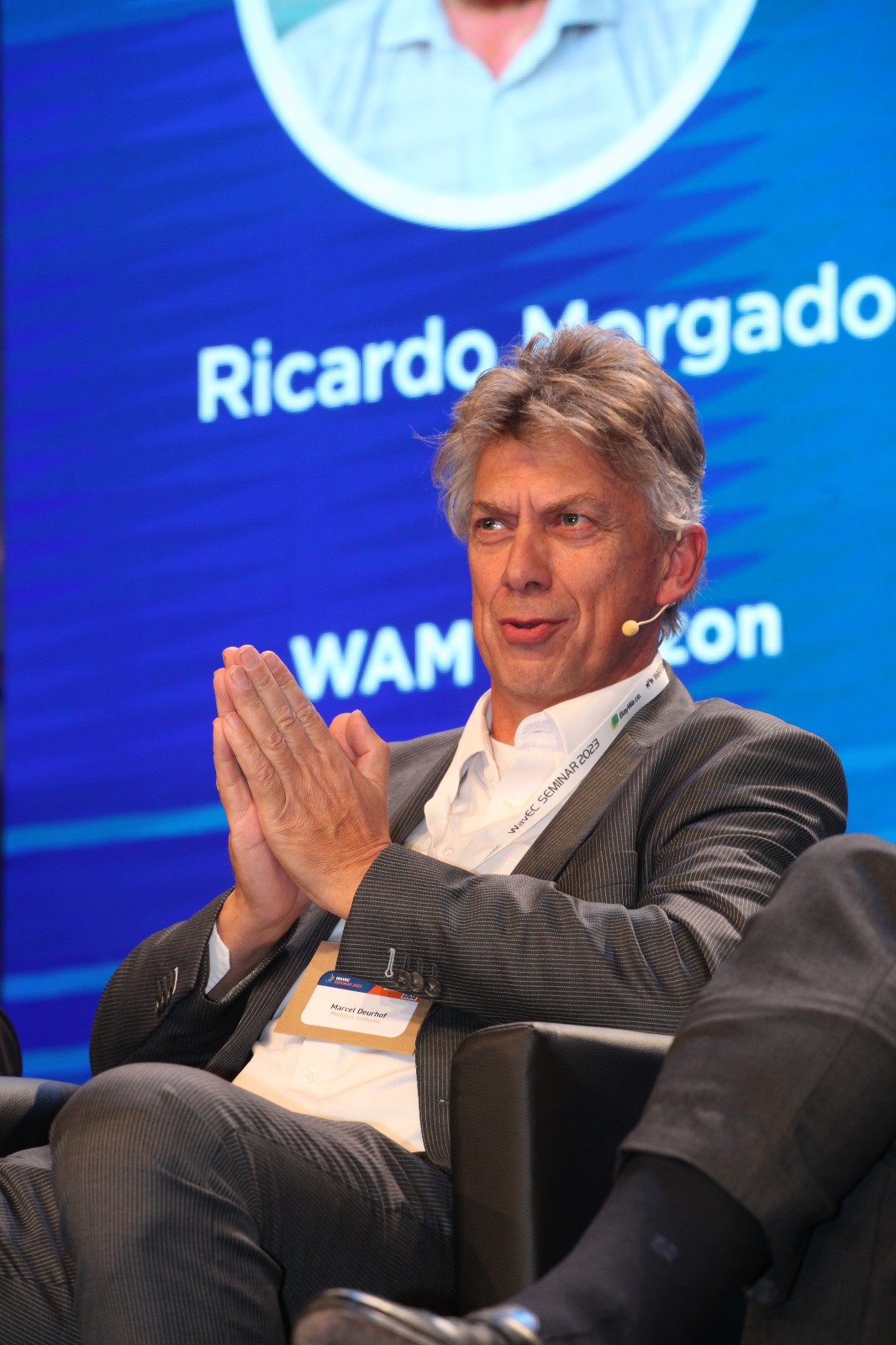 Marcel Deurhof, founder of M2DP, speaking at an industry conference